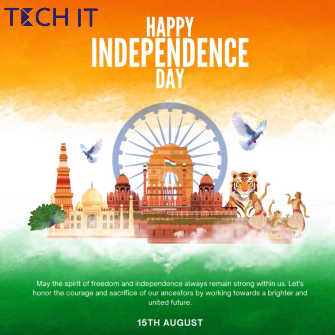 TechIT_Cloud's tweet image. 🇮🇳 Happy Independence Day! 🇮🇳
Today, as we celebrate the spirit of freedom, Tech IT Cloud is proud to honor the courage, resilience, and unity that have shaped our nation. 
Wishing everyone a day filled with pride, joy, and the spirit of independence.
#TechITCloud #JaiHind