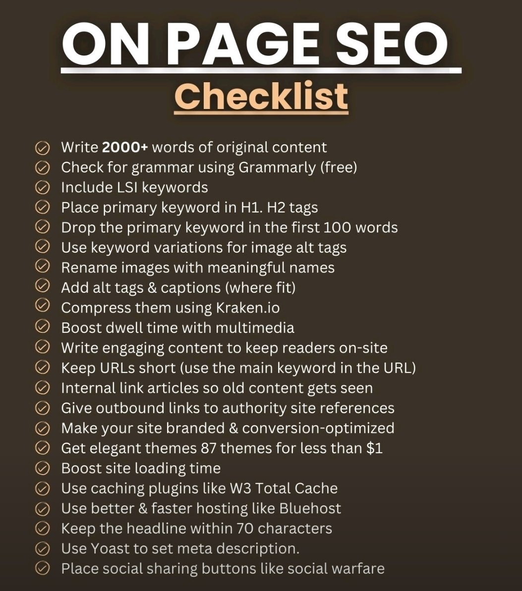 techsolution333's tweet image. Powerful On page SEO checklist for blogging
I have covered all these most important factors in this checklist, Check it now!
PS: If you have anytype of query you can fairly ask.....
#onpageseo #seo #blogging #seowriting #gazirifath