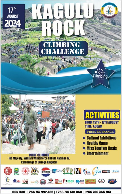ENyarwa's tweet image. The kagulu rock climbing challenge on August 17 2024. Join the challenge and entertainment  
#KaguluRock #BusogaTourism #Kadaga 
Equity BankNational ID Jennifer Musisi Tamale Mirundi Kiteezi Chameleon Kasuku Smash