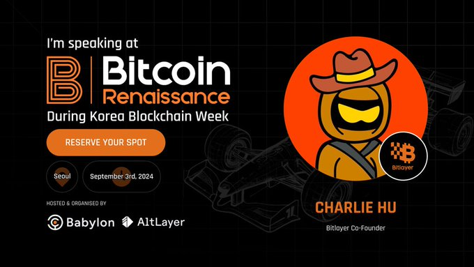 Bitlayer_IDN's tweet image. 👏 Co-founder kami
@CharlieHusats
akan naik panggung untuk menyampaikan pidato utama di Bitcoin Renaissance selama Korea Blockchain Week
@kbwofficial
.
❤️ Terima kasih banyak kepada tuan rumah,
@babylonlabs_io
dan
@alt_layer
!
🙌 Sampai jumpa di Seoul🇰🇷!