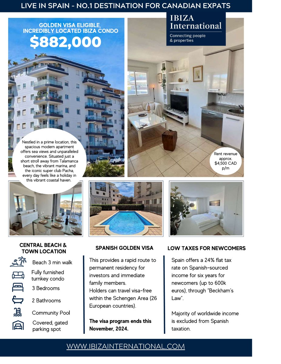 BCrelocations's tweet photo. Ibiza International Property Listing - Contact Seller Agent:  Nathan Seal:  https://t.co/S9RsELvqqH
Learn about Spain Golden Visa:  https://t.co/OjACm4R7rP This provides a rapid route to permanent residency for investors and immediate family members (program ends this Nov, 2024) https://t.co/vlVhblravN