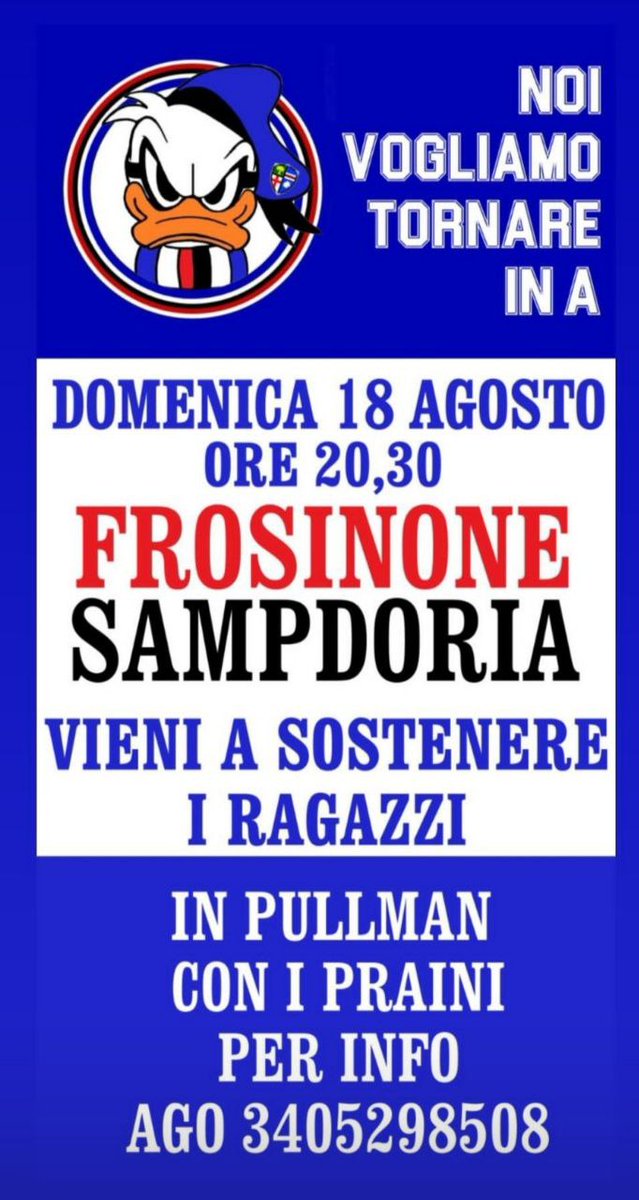 federclubs's tweet photo. I #Praini organizzano la trasferta a #Frosinone
per il match Frosinone vs #Sampdoria
del 18 agosto 2024 alle ore 20:30
#FROSAM
#FrosinoneSamp
#FrosinoneSampdoria https://t.co/vVECx6gSNS