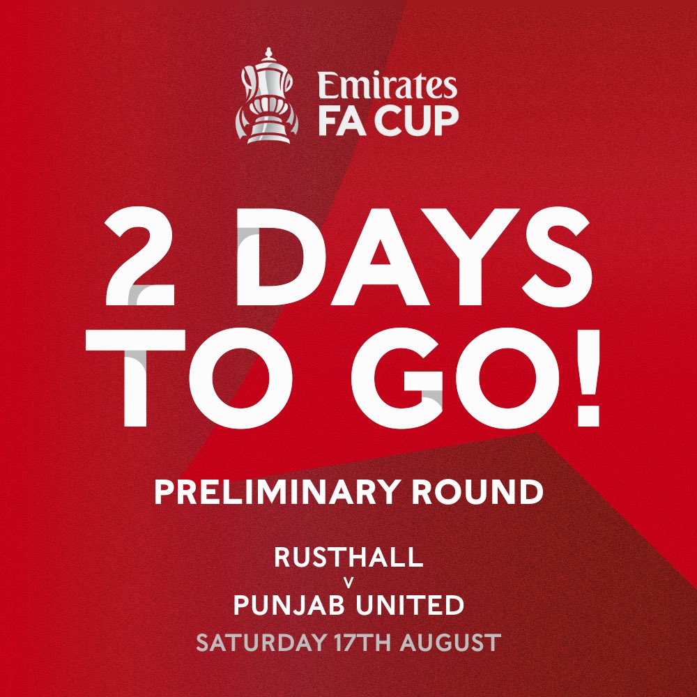 Join us on Saturday when we take on <a href="/PUFC_Gravesend/">Punjab United FC</a> at The Jockey Farm Stadium in the Preliminary Round of the <a href="/EmiratesFACup/">Emirates FA Cup</a>! ✨🏆

Match information ➡️ bit.ly/RusthallPunjab…

#RusthallFC 🟢⚪️