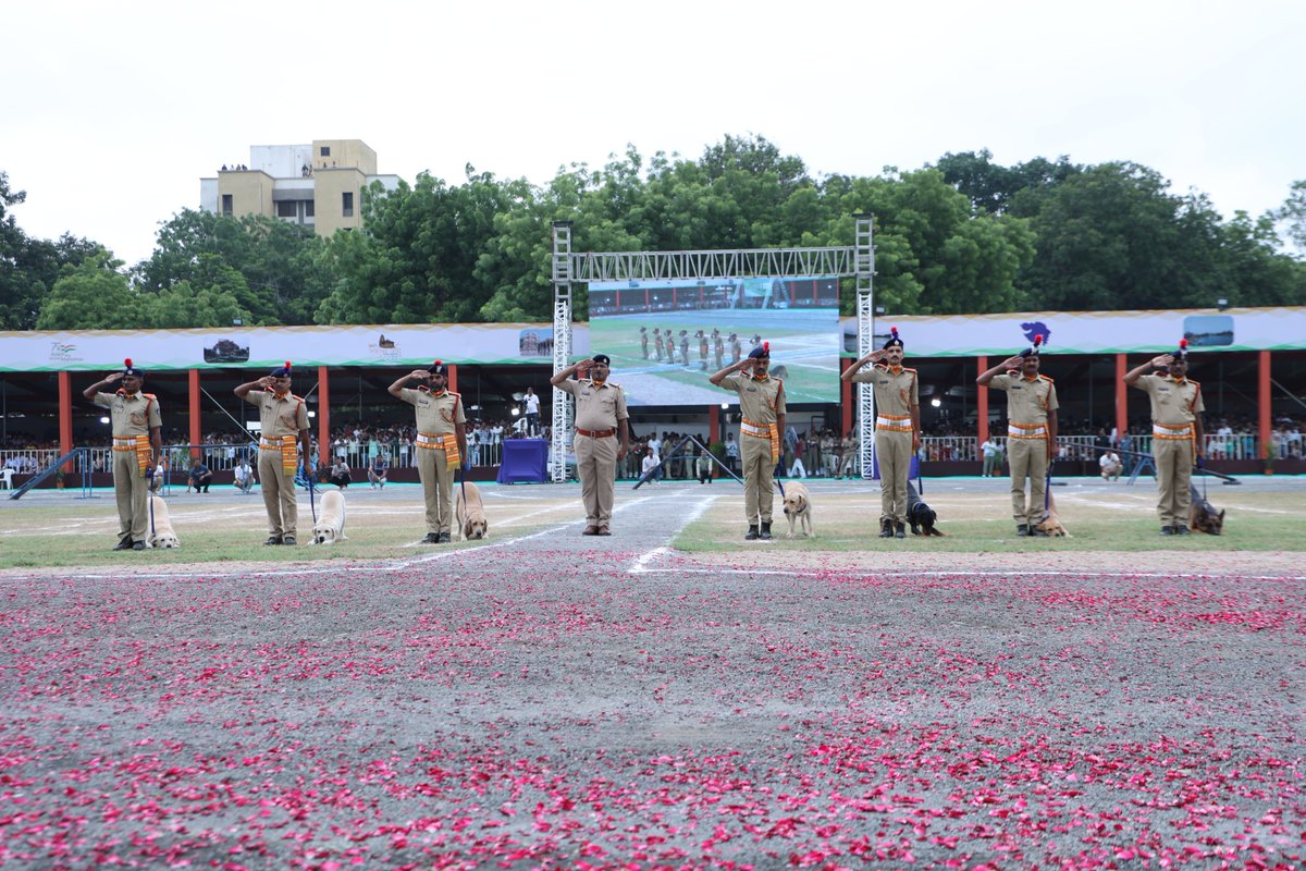 મુખ્યમંત્રીશ્રી તેમજ અન્ય મહાનુભાવોની ઉપસ્થિતિમાં દેશની સ્વતંત્રતાના રાષ્ટ્રીય પર્વની શાનદાર ઉજવણી દરમ્યાન દેશભક્તિના રંગોથી સજાવેલ સાંસ્કૃતિક પ્રસ્તુતિ ઉપરાંત ગુજરાત પોલીસની વિવિધ પ્લાટુન્સ, મરીન ટાસ્ક ફોર્સ તથા અન્ય સુરક્ષા બળોના જવાનો દ્વારા તેમની કામગીરીનું દિલધડક નિદર્શન