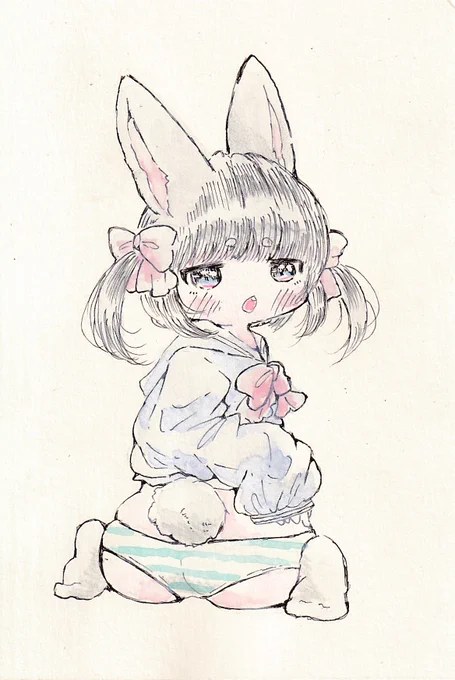 適当にしてもいいよ。#イラスト #女の子イラスト #ケモミミ #うさ耳 #アナログイラスト 