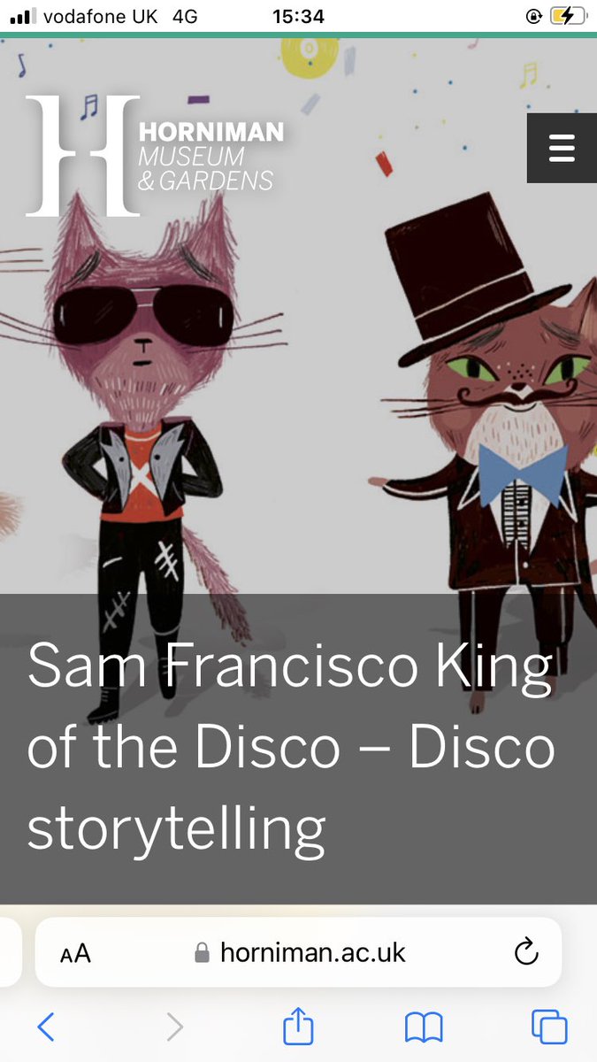 Families in #London put on your dancing shoes and join us 🪩🐈🪩

🪩 SAM FRANCISCO KING OF THE DISCO 🪩 storytime and dancing <a href="/HornimanMuseum/">Horniman Museum and Gardens</a> at 10am, 11.30, 1.30 and 3pm

Tickets here horniman.ac.uk/event/sam-fran…

#londonevents #summerholidayslondon #thingstodowithkidslondon