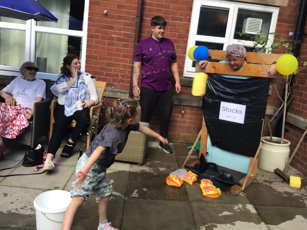 MillfieldCare's tweet photo. Home manager Alison and care manager Donna in the stocks they went @Steve_Vessey @AnchorLaterLife @anchorzestwell1 #wet #fun https://t.co/s54E5ovgvf