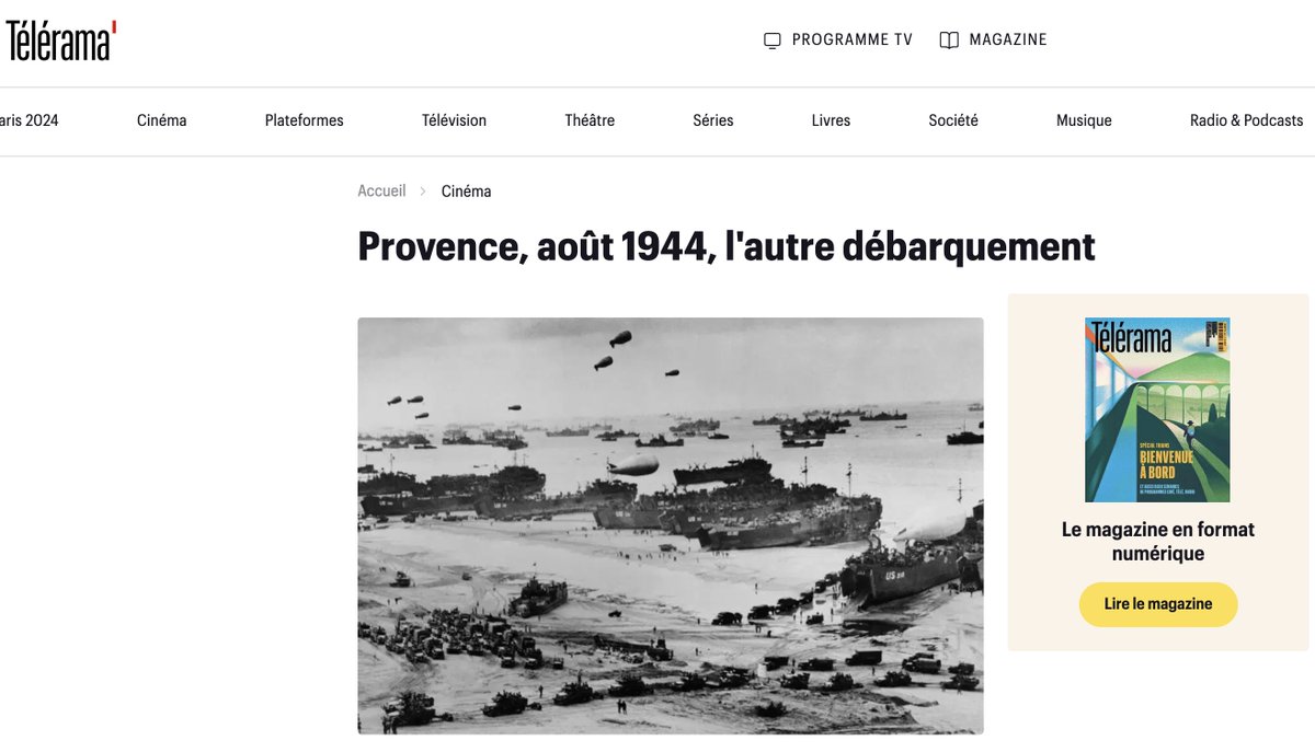 Diffusion à 18h30 sur <a href="/publicsenat/">Public Sénat</a> du documentaire "Provence, août 1944, l'autre débarquement"

<a href="/Telerama/">Télérama</a> , pourquoi utiliser une image d’Omaha Beach en Normandie pour illustrer ce débarquement ?🤔🤨

#omahabeach #WW2 #Histoire #Archives