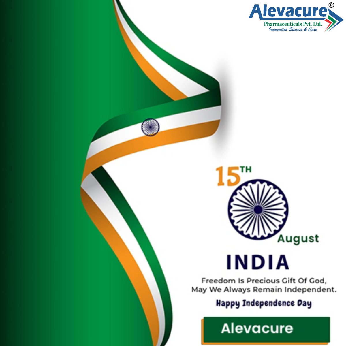 AlevacurePharma's tweet photo. As we celebrate 78 years of independence, we reflect on India's journey from the struggle for freedom to the pursuit of a healthier future. 
At Alevacure Pharmaceuticals Private Limited, we are dedicated to ensuring good health for all, working towards a disease-free India. https://t.co/rqIGxVEwGZ