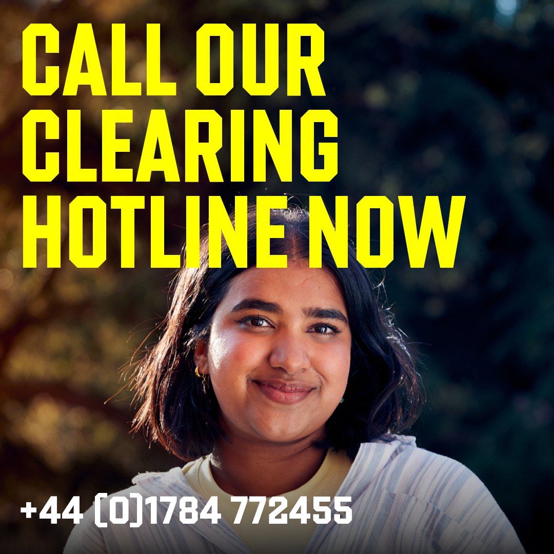 You can still make it happen. 👊

We have places available across a wide range of courses to start studying at university this September.

Call +44 (0)1784 772455 now and we can talk through your options. Our phone lines are now open.

More: ow.ly/EQNW50SVzpF #Clearing