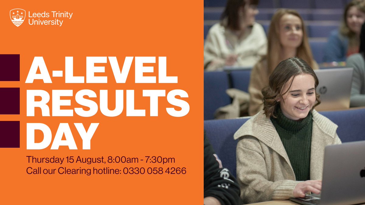 Our #Clearing lines are open!

Call our friendly Admissions team on 0330 058 4266 to secure your place at Leeds Trinity University through Clearing.

Explore our available courses: ow.ly/mqkh50SWR8B