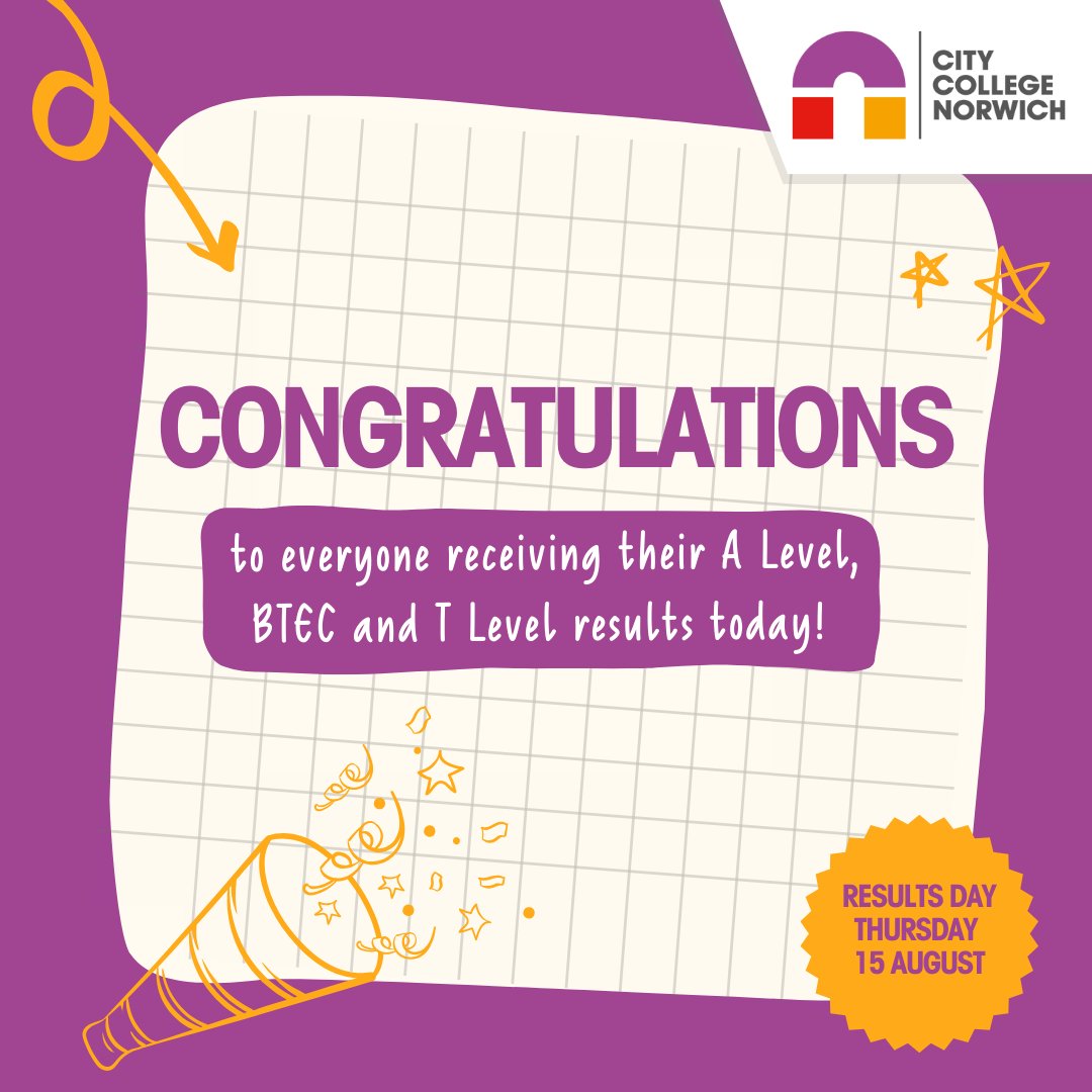 City College Norwich (@norwichcollege) on Twitter photo π Congratulations to everyone receiving your A Level, BTEC, and T Level results today! π
Our Advice Shop is here throughout the day to help with your next steps. You can either pop into College, call 01603 773 773, or email information@ccn.ac.uk. π Congratulations to everyone receiving your A Level, BTEC, and T Level results today! π
Our Advice Shop is here throughout the day to help with your next steps. You can either pop into College, call 01603 773 773, or email information@ccn.ac.uk.