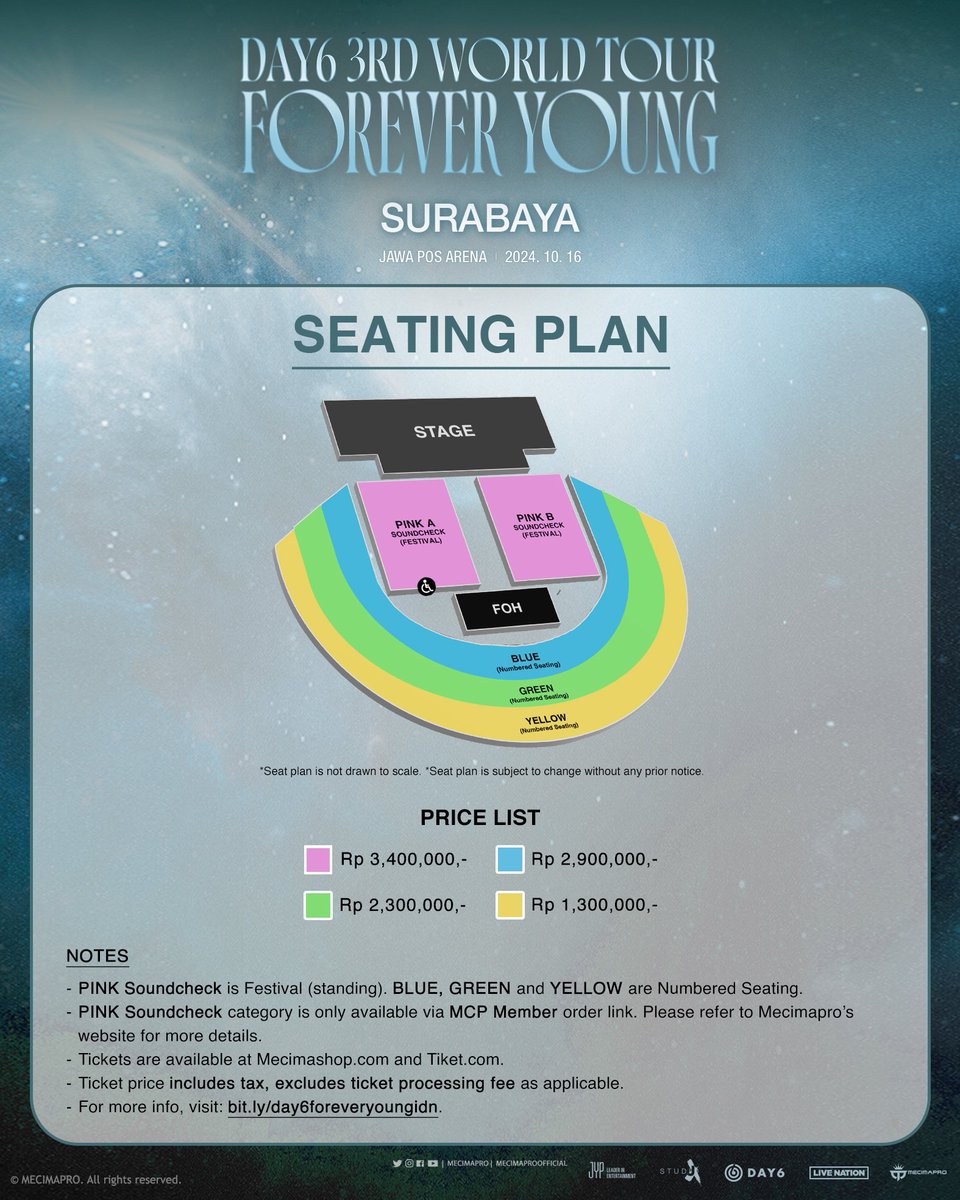 mecimapro's tweet photo. ANNOUNCEMENT]
DAY6 3RD WORLD TOUR <FOREVER YOUNG> in INDONESIA  - Official Seat Plan.
My Day Indonesia, grab your tickets in your selected area to have an unforgettable day with #DAY6
-
🔗: https://t.co/1uUnM2HAwv https://t.co/0Q5TGk2uq5