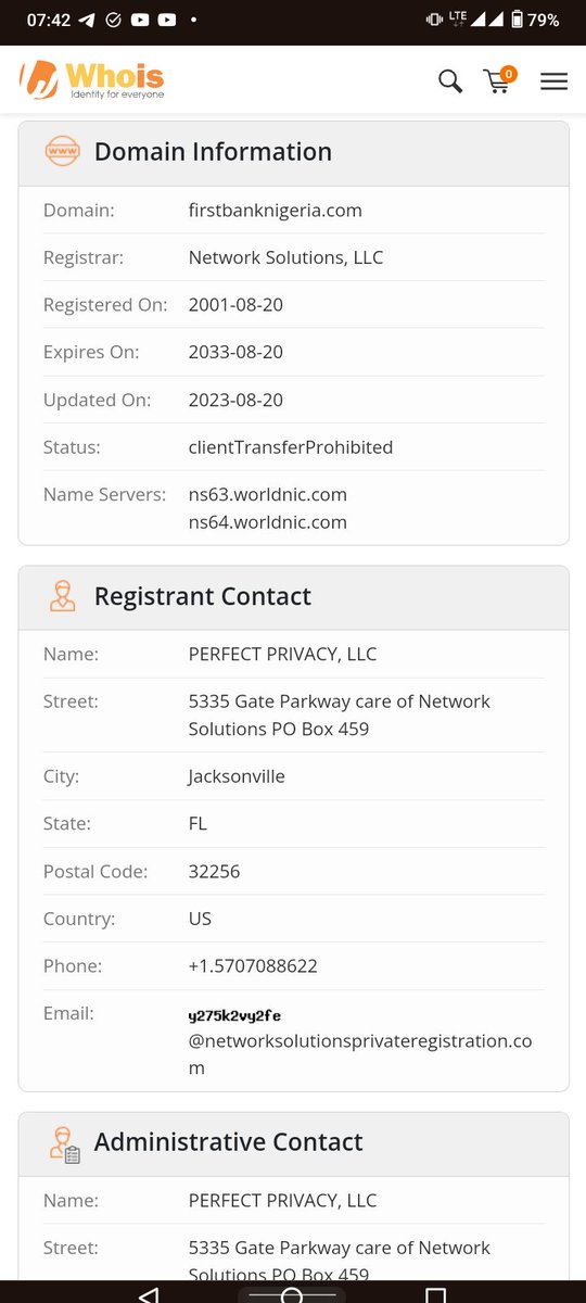 thisisfawaz's tweet photo. The @gtbank domain takeover is most likely a false information. I am not saying it's 100% false, but here is why I don't think it's true. https://t.co/mTMGjxJ13o