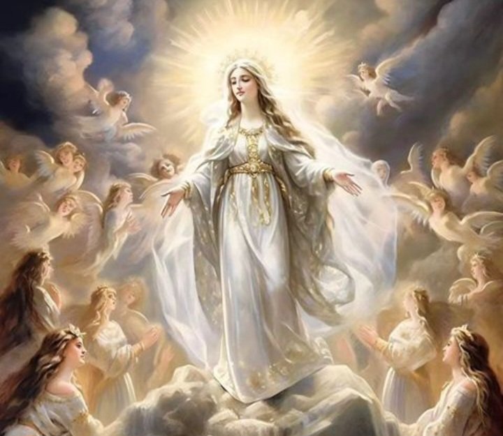 Bendita tú eres, entre todas las mujeres y bendito es el fruto de tu vientre!

Blessed are you among women, and blessed is the child you will bear!.

Santa María, Madre de Dios, ruega por nosotros, pecadores.

#Asunción #CatholicTwitter