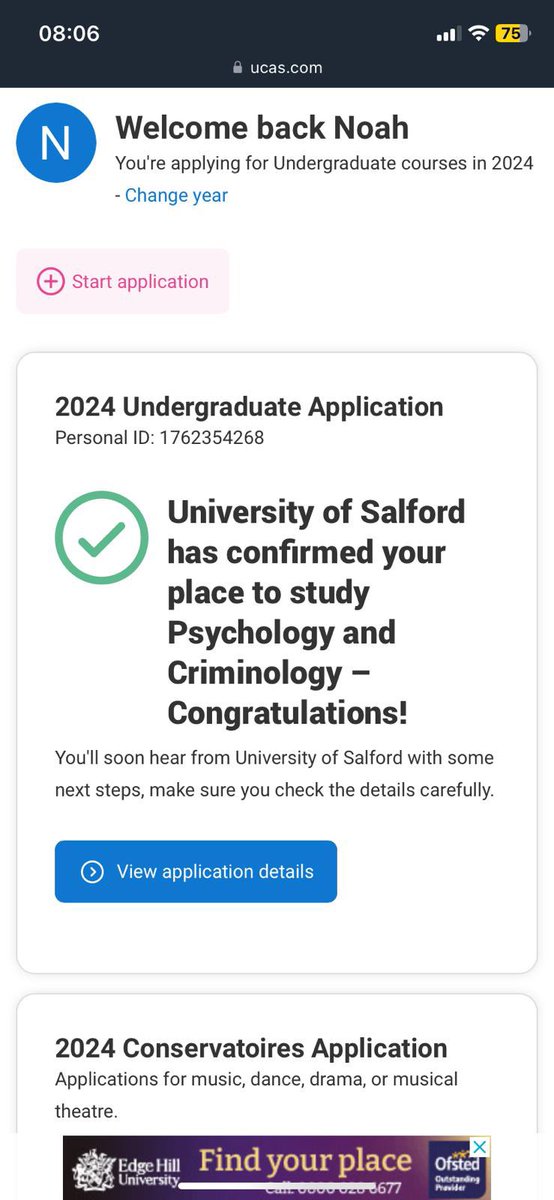 A-Level results day and my boy has smashed it out of the park and got his first choice to study psychology and criminology. 

To say I’m elated for him doesn’t even come close! Now to enjoy a gap year, before the studies commence. Forensic psychology here he comes… 
<a href="/SalfordUni/">University of Salford</a>
