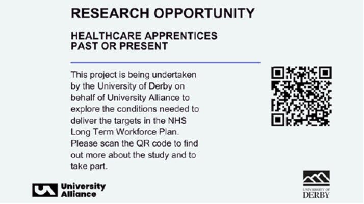 Claire-Carter (@clairec69011212) on Twitter photo We are undertaking some research on behalf of <a href="/UniAlliance/">University Alliance</a> to explore the conditions to deliver on the NHS Long Term Workforce Plan. Please consider participating and/or sharing
derby.qualtrics.com/jfe/form/SV_diโฆ
<a href="/DerbyUni/">University of Derby</a> <a href="/poppytea/">Dr Denise Baker DPrac</a> <a href="/d_robertshaw/">Dr David Robertshaw RN</a> We are undertaking some research on behalf of <a href="/UniAlliance/">University Alliance</a> to explore the conditions to deliver on the NHS Long Term Workforce Plan. Please consider participating and/or sharing
derby.qualtrics.com/jfe/form/SV_diโฆ
<a href="/DerbyUni/">University of Derby</a> <a href="/poppytea/">Dr Denise Baker DPrac</a> <a href="/d_robertshaw/">Dr David Robertshaw RN</a>