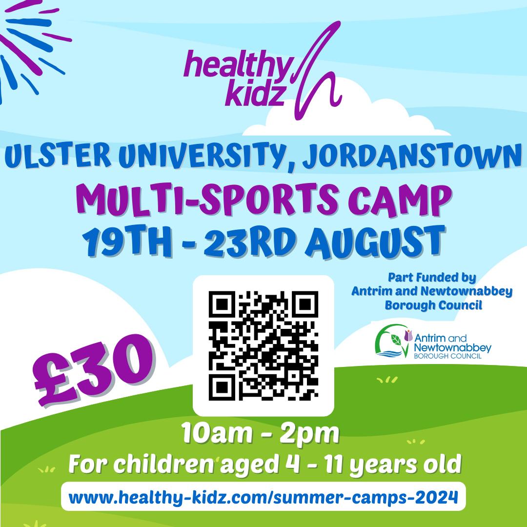 Healthy Kidz (@healthy_kidz1) on Twitter photo Want a week-long camp for HALF the price?
Thanks to <a href="/ANBorough/">Antrim & Newtownabbey Borough Council</a> our Multi-Sports Camp at <a href="/UlsterUniSport/">Ulster Uni Sport</a> Jordanstown Sports Village is just £30!
Let your kidz thrive in world-class facilities and enjoy all the fun with our fantastic coaches!
Book on : activities.bookpebble.co.uk/activity/healt… Want a week-long camp for HALF the price?
Thanks to <a href="/ANBorough/">Antrim & Newtownabbey Borough Council</a> our Multi-Sports Camp at <a href="/UlsterUniSport/">Ulster Uni Sport</a> Jordanstown Sports Village is just £30!
Let your kidz thrive in world-class facilities and enjoy all the fun with our fantastic coaches!
Book on : activities.bookpebble.co.uk/activity/healt…