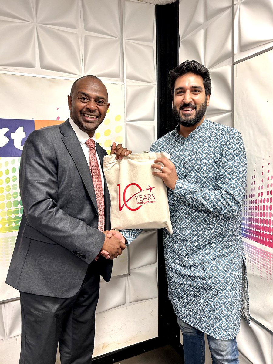 ICYMI: <a href="/FlyJambojet/">FlyJambojet</a> CEO Karanja Ndegwa awarded East FM breakfast team, <a href="/jamil_alibhai/">jamil alibhai</a> and <a href="/rehmathafiz1/">Rehmat Hafiz RH.</a> with goodies! 😊 #EastFm #EastFmKenya #TheBreakfastShow