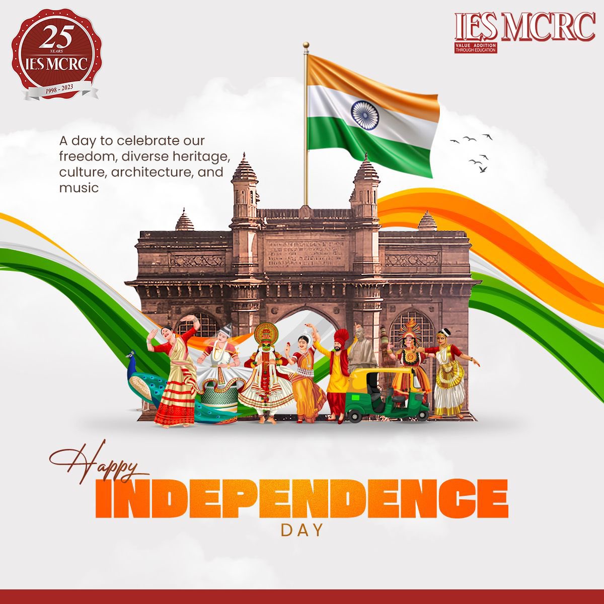 Celebrating every radiant color of India, the vast tapestry of our culture, the indomitable spirit of our people, and the unbreakable strength of our freedom. 

Happy Independence Day

#IESMCRC #IndependenceDay
#ProudToBeIndian #UnityInDiversity #CelebrateFreedom #IndianHeritage