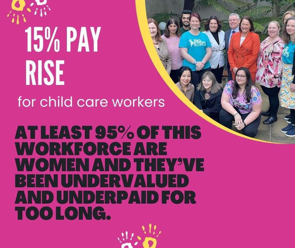 Our government is funding a 15% pay rise for early childhood educators, and fees will be capped for families.

Thanks to all our amazing early childhood educators for the work they do and the care they provide.

It’s a win for workers and a win for families!