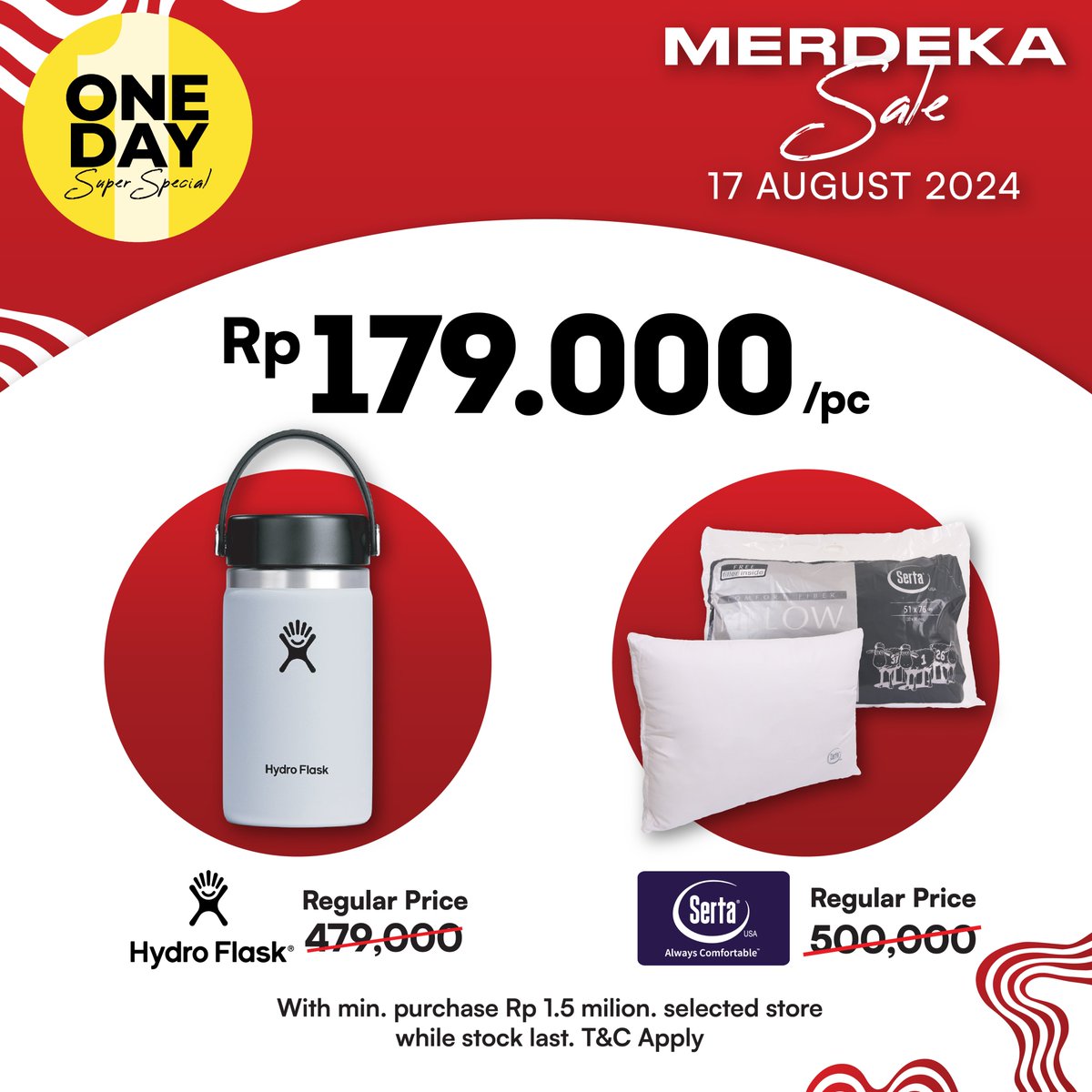 ✨METRO MERDEKA SALE ONE DAY SUPER SPECIAL✨

Mark the date on your calendar!

📅 Saturday, 17 August 2024
⏰ 10 AM - 10 PM
📍All METRO Department Store

Get a discount of up to 50%+ additional discount 20% with Bank Mega Credit Card, Mega Syariah Credit Card, or Allo Prime.