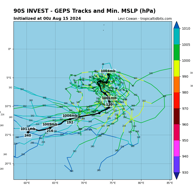 LimWeather's tweet photo. #Invest90S in SWIO has a medium chance to become a TC in 5 days! Forecasted by #GFS and #ECMWF ensembles to head S and then W or WSW hence interests in #Reunion,#France,#Mauritius and #Madagascar should watch closely!
#Wxtwitter #wxx #tropciswx #cyclone #Ancha #90S #CycloneAncha https://t.co/dMheLkieKN