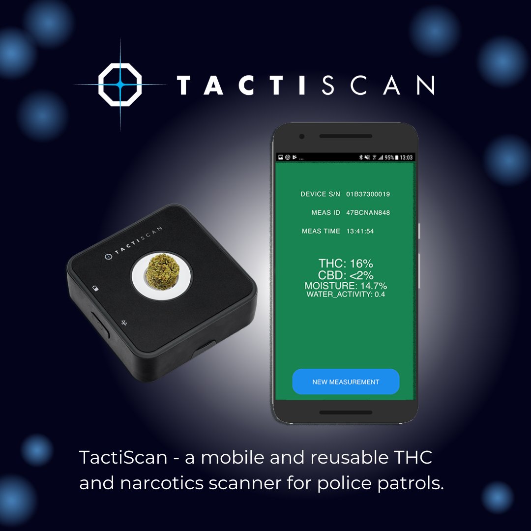 TactiScan's tweet image. Police, customs, law enforcement and judicial authorities can use TactiScan to determine the THC content directly on site. Grind the flower, place it on the TactiScan and measure it using the app. ☑️👮🏻

#police #polizei #zoll #customs #drugscreening #dea #btm #thc #nynomic