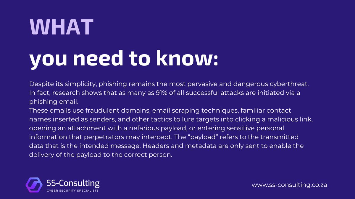 SS_consulting_'s tweet image. Today, we're diving into the world of Phishing Payloads—the silent weapons cybercriminals use to breach your defenses.
Phishing isn't just about tricking you into clicking a link; it's about the malicious payloads that come with it. 
#SSConsulting  #ThreatThursday #CyberSecurity