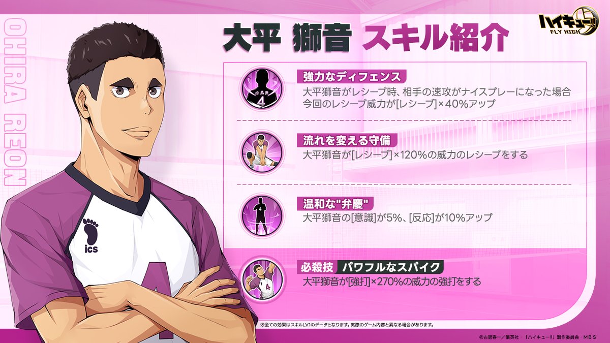 大平獅音 スキル公開🏐】 SSRメンバー「#大平獅音」スキルを公開します