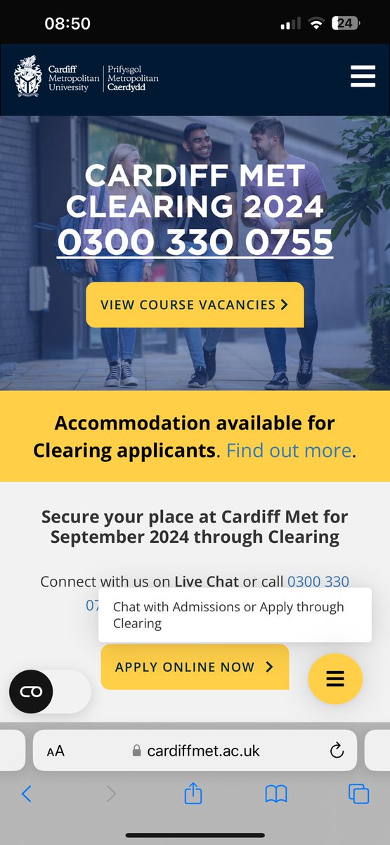 Good luck those getting their results today. If needed through clearing then <a href="/cardiffmet/">Cardiff Metropolitan University</a> is a brilliant environment to learn, grow &amp; for sport! Plus any distance runners we’d love to have you <a href="/Met_athletics/">CardiffMet Athletics</a> 

My email is jthie@cardiffmet.ac.uK 

Clearing: cardiffmet.ac.uk/study/clearing…