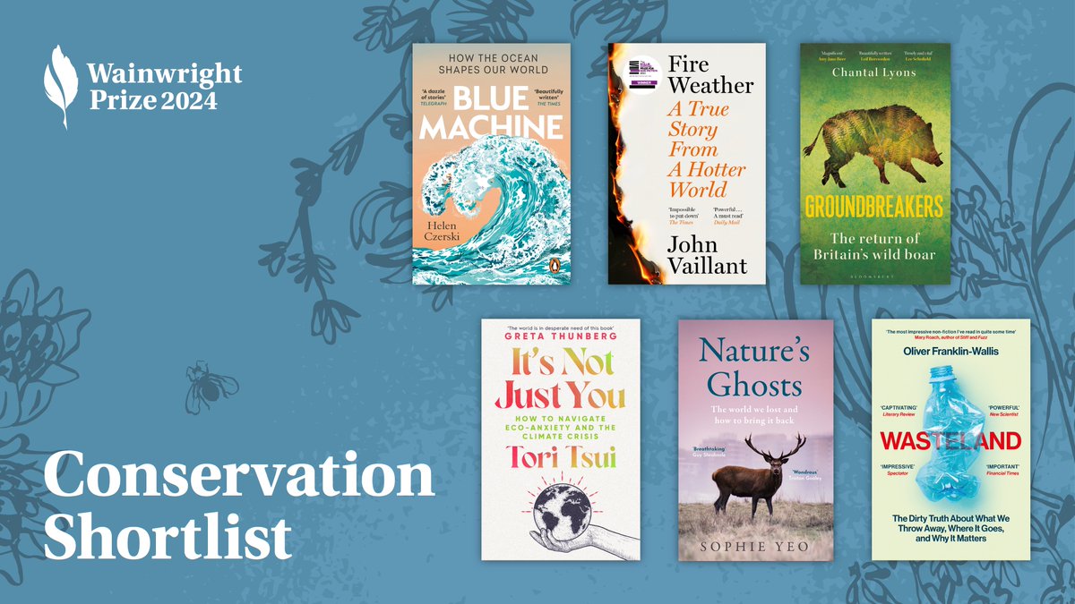 The Wainwright Prize (@wainwrightprize) on Twitter photo We are thrilled to announce our 2024 Conservation Writing Shortlist for The Wainwright Prize. ✏️🌱
Congratulations to <a href="/helenczerski/">Helen Czerski</a>, <a href="/JohnVaillant/">John Vaillant</a>, <a href="/CSLyons/">Chantal Lyons</a>, <a href="/toritsui/">Tori Tsui</a>, <a href="/some_yeo/">Sophie Yeo</a> and <a href="/olifranklin/">Oli Franklin-Wallis</a>.
#WainwrightPrize #ConservationWriting #WainwrightPrize24 We are thrilled to announce our 2024 Conservation Writing Shortlist for The Wainwright Prize. ✏️🌱
Congratulations to <a href="/helenczerski/">Helen Czerski</a>, <a href="/JohnVaillant/">John Vaillant</a>, <a href="/CSLyons/">Chantal Lyons</a>, <a href="/toritsui/">Tori Tsui</a>, <a href="/some_yeo/">Sophie Yeo</a> and <a href="/olifranklin/">Oli Franklin-Wallis</a>.
#WainwrightPrize #ConservationWriting #WainwrightPrize24