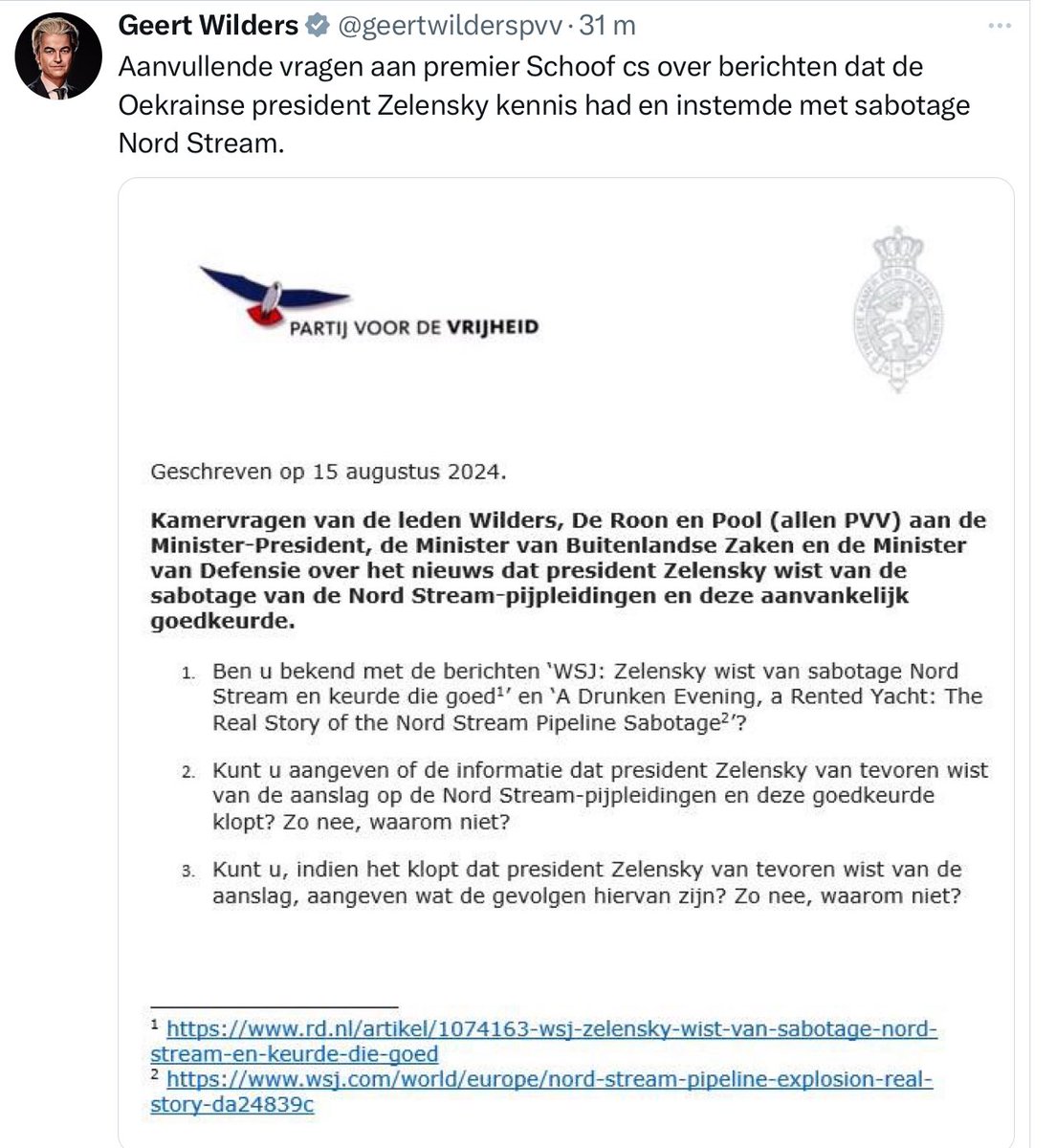 Periodieke reminder dat Wilders voor zijn dagelijkse bezigheden sterk afhankelijk is van het noeste werk van het ‘tuig van de richel’ van de ‘MSM’.