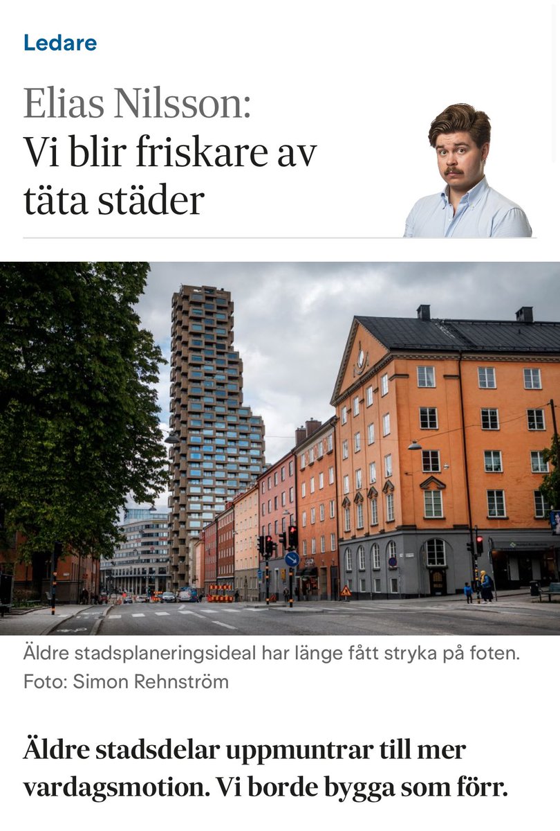 Skriver om att den moderna stadsplaneringen gör oss sjuka! 

”Täta kvartersstäder med grönområden, där människor byter bilåkande mot kollektivtrafik, promenader och cykling, är hälsosammare.” Detta enligt en rapport från HSB.

Läs!