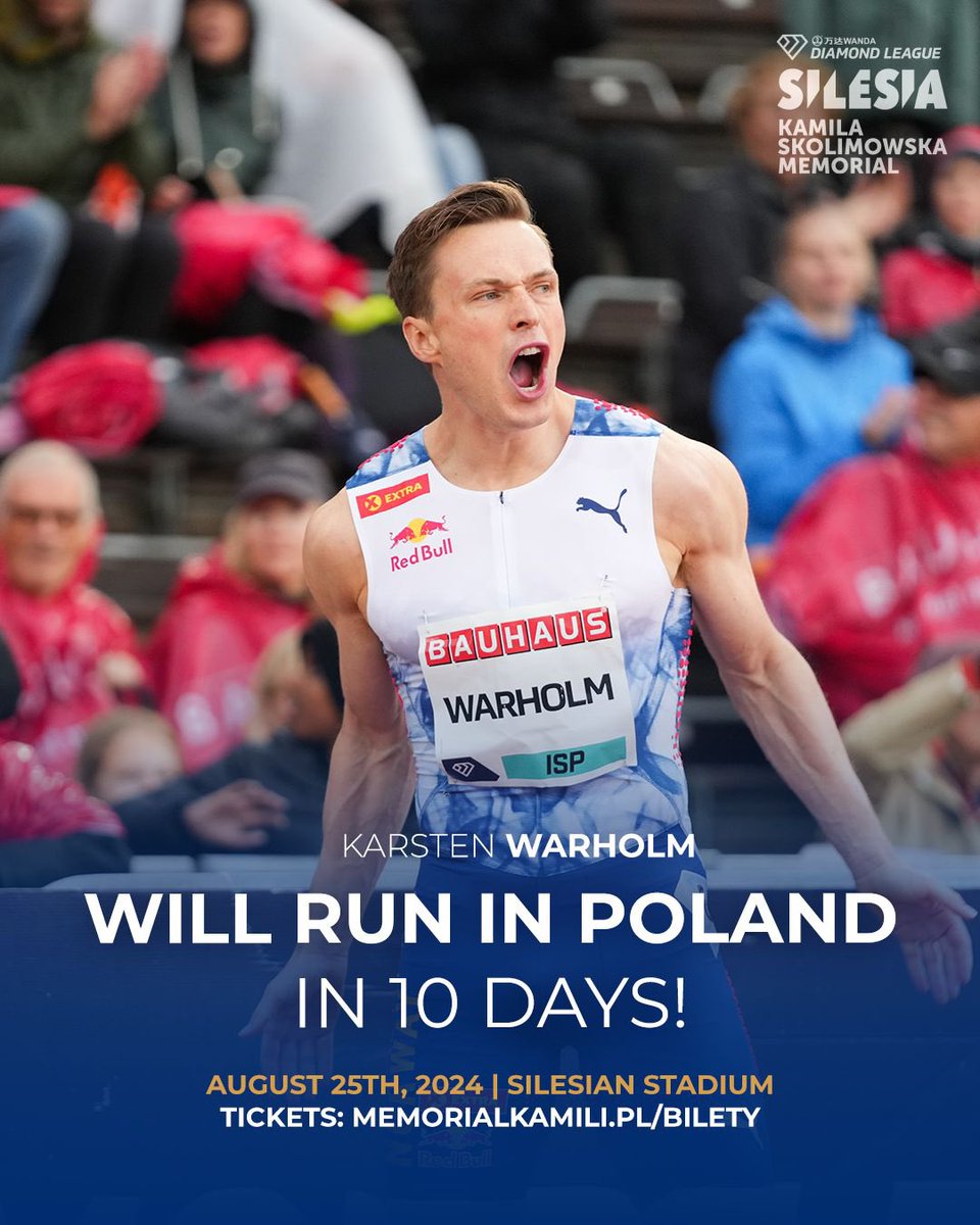 Karsten Warholm is coming to Silesia! 💎

World record holder will run at Silesia Diamond League for the first time! This race is going to be a special one ⭐️you don’t want to miss it!

Get ready to witness the greatness on our track at Silesian Stadium🔥