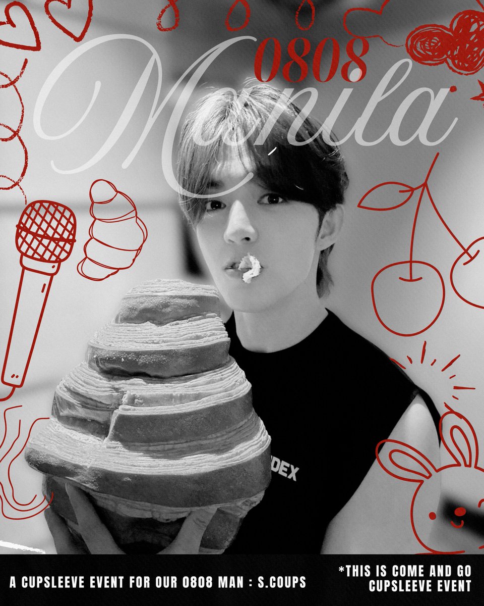 nanascarts's tweet image. ✮⋆˙ 0808 MANILA ˙⋆✮

A Cup Sleeve and Art Fest Event for S.Coups 🍒

📅: August 25 - 1:30PM to 4:30PM
📍: Mabuhay Tea House - 640 P. Ocampo Street, Malate, Manila
🍒: Registration and Kits (₱100 &amp;amp; ₱200)
🔗: form.jotform.com/242263133024039

#0808MANILA