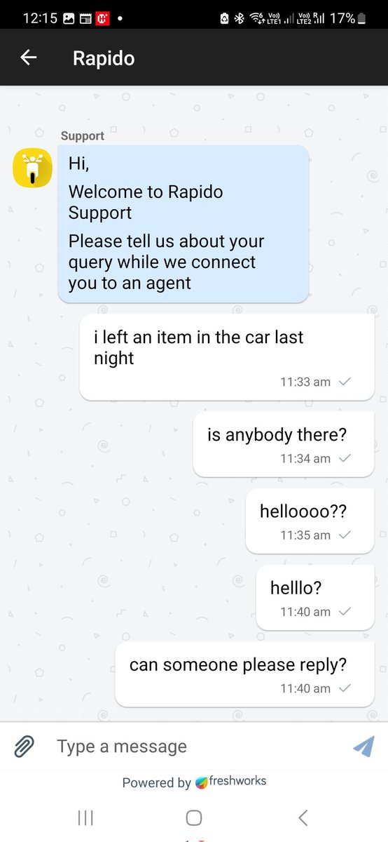 ankan_04's tweet photo. @RapidoCares Can you please respond to my query?! I HAVE BEEN WAITING FOR THE LAST 2 HOURS! https://t.co/C0mQD2yaV9