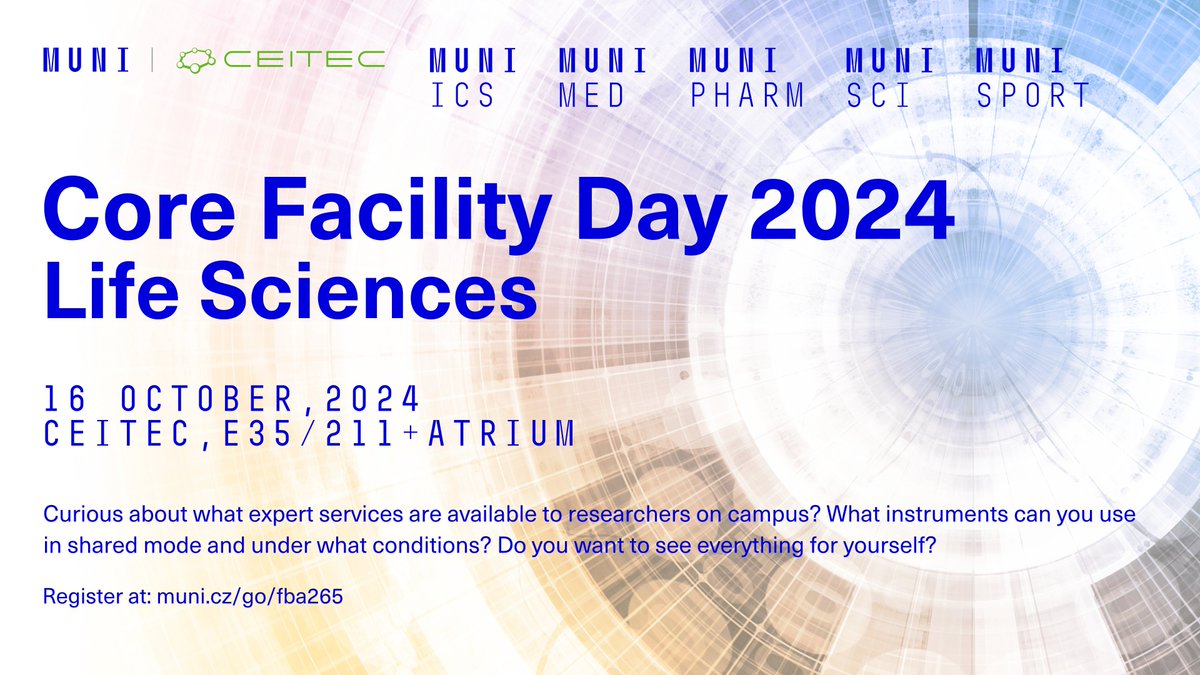 Join us during Core Facility Day Life Sciences and explore the cutting-edge instruments available for shared use on <a href="/MasarykUni/">Masaryk University</a> Campus!
Learn how you can access these facilities for your research 🔬
🗓️ 16 October at <a href="/CEITEC_Brno/">CEITEC</a> 
📢 Registration is open! (link below👇)