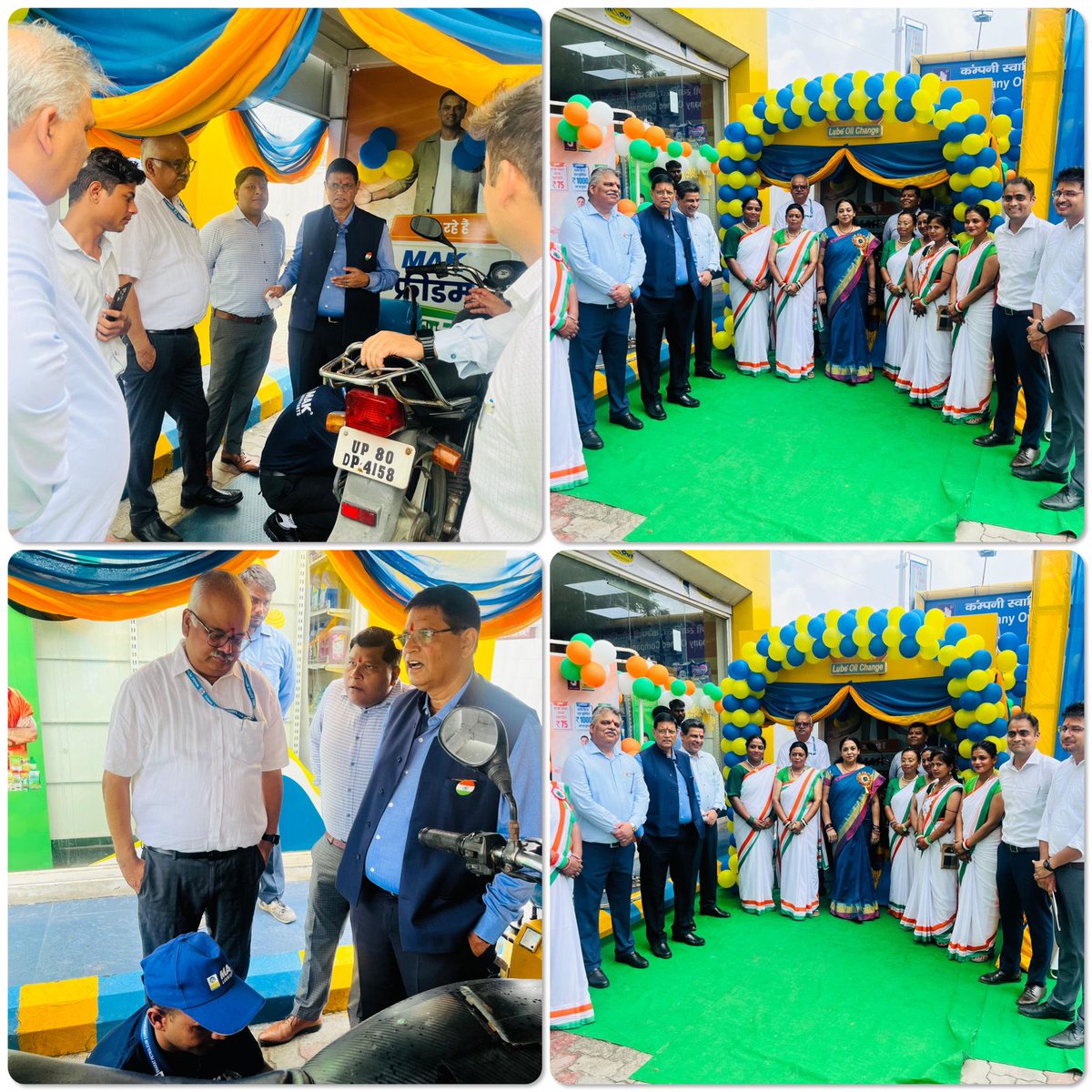 BPCLRetailMtr's tweet photo. Freedom Fest 2024 was inaugurated at BP 35 Noida Mathura Territory in the presence of top management
Customers were explained the benefits of doing oil change during freedom fest Flags and sweets were also distributed to respected customers and staff. https://t.co/FyZ315ZZeD