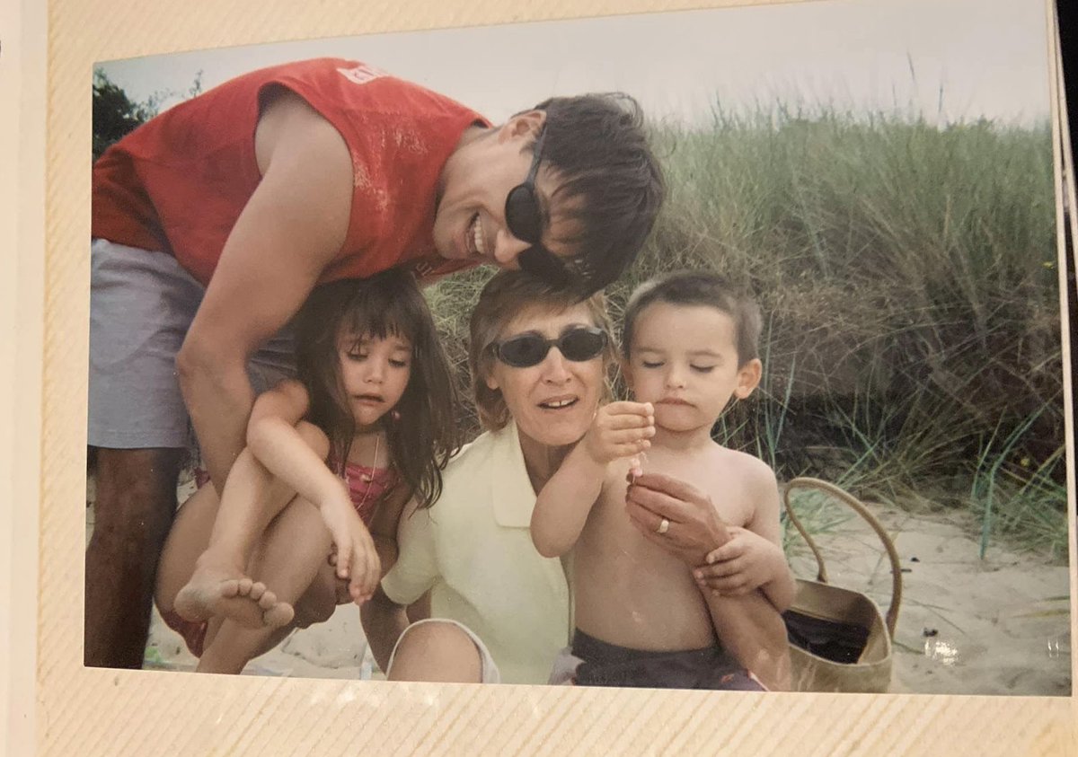 Found this old photo of my Mum, son, daughter and my brother <a href="/iamNathanMoore/">Nathan Moore</a> fun memories in Sandbanks! Thinking about our Mum on what would have been her 84th birthday. Miss her lots!