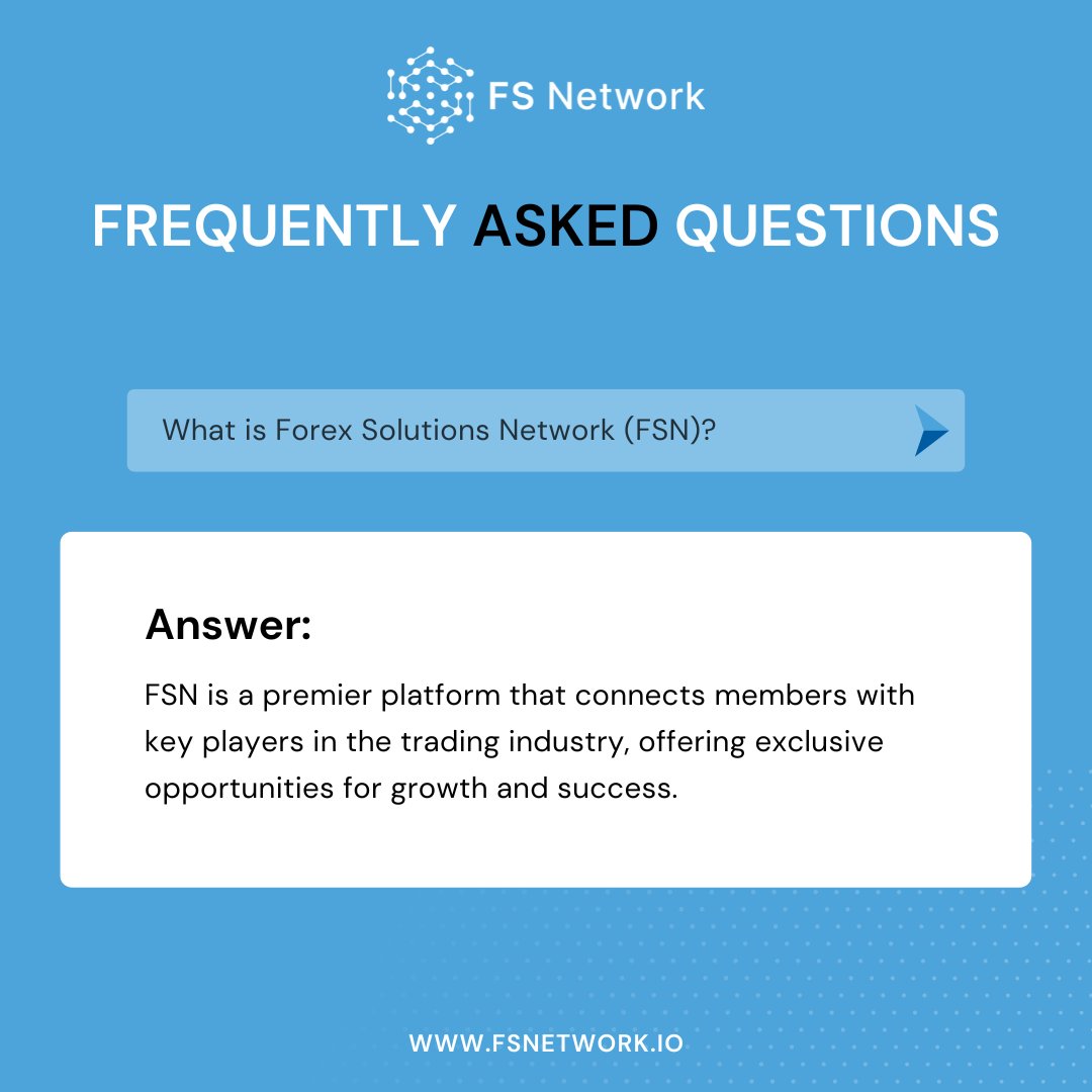 fsnetworkio's tweet image. Got questions about Forex Solutions Network (FSN)? We&apos;ve got answers! Discover how FSN can connect you with key players in the trading industry and unlock exclusive opportunities for growth and success. 💡✨
Learn more on website.
#FSN #ForexSolutions #FAQ #TradingSuccess