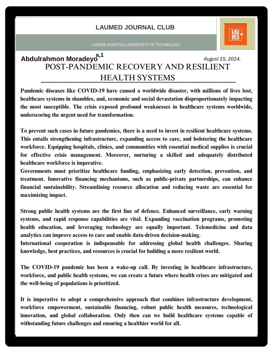 LaumedC's tweet photo. LAUMED Journal Club Weekly Publication
#Pandemic #Covid19 #Laumedjc #journalclub https://t.co/AEhU2rRGk7