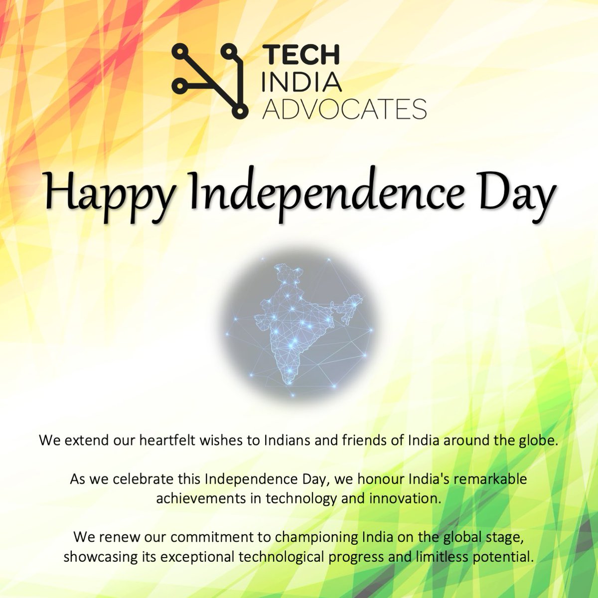 Happy Independence Day to all Indians and friends of India around the globe! 🇮🇳🎉

As we celebrate this day, we renew our commitment to championing India on the global stage, showcasing its exceptional technological progress and limitless potential.

#IndiaIndependenceDay #India