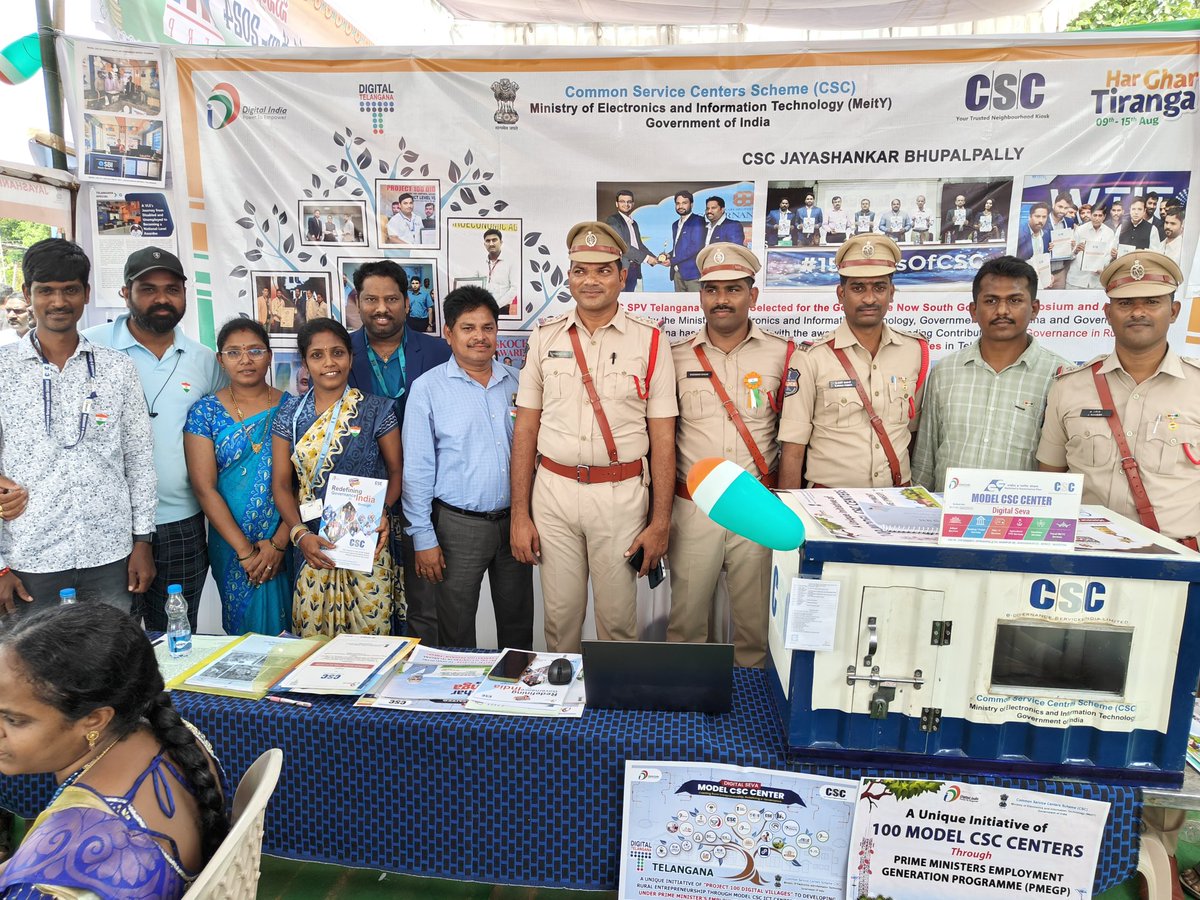 bethoju_task's tweet photo. At the 78th Independence Day celebrations, received an award for the Model CSCs Project in Jayashankar, Chief Guest Shri Podem Veeraiah Chairman TSFDC,Dist Collector Shri Rahul Sharma, IAS,SP Kiran Kare IPS,&amp; MLA G Satyanarayana for their support
@csc_ceo @CSCegov_ @Dwivedimdia https://t.co/TbMcgdOmfw