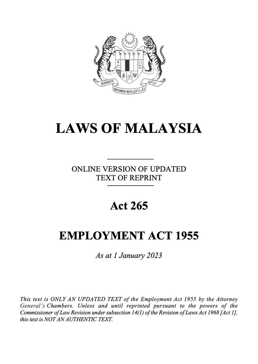anisssurayaaa's tweet photo. Untuk yang masih tak tahu dengan Akta Kerja, ini latest online version. Dalam ni ada mengenai:

- Maternity leave
- Paternity leave
- Annual leave
- Emergency leave
- Working hours
- Flexi hours
- Dan lain-lain

>>  https://t.co/Mg8vdSnOG9

SEBARKANNNNNNNN 🫰🏼 https://t.co/jXHulTY2yl