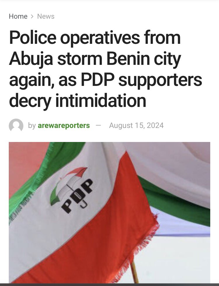 GlowMoist's tweet photo. Concerns have been raised that the police's behavior is not unbiased but is instead orchestrated to favor the All Progressives Congress (APC) in the upcoming election.
Read more : https://t.co/vYRb8d22bu #EdoInvasion https://t.co/EkSvf2twPR