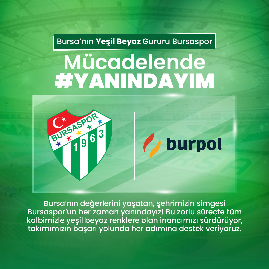 Bursa firması olarak, Bursaspor’un azmini ve mücadelesini kutluyor, her daim arkasında durduğumuzu bir kez daha yineliyoruz.
Birlikte nice zaferlere, Bursaspor! 💚🤍

#bursaspor #yanındayım #bursa #burpol #burpolpolimer