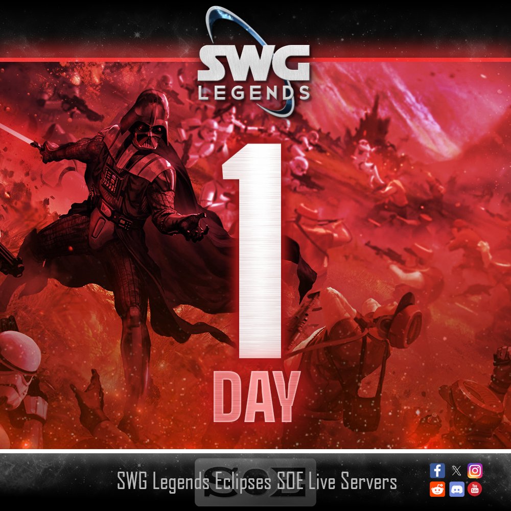 SWGLegendsStaff's tweet photo. Though 1 day remains until the SOEclipse, the Battle of Restuss has begun! Login now to claim your chapter gift and join the war effort! Then celebrate with us on the 17th as we eclipse the SOE server lifespan! https://t.co/9umM2weSVx!* #SWGLegends #StarWarsGalaxies #SOEclipse https://t.co/RkS7JcfwOo
