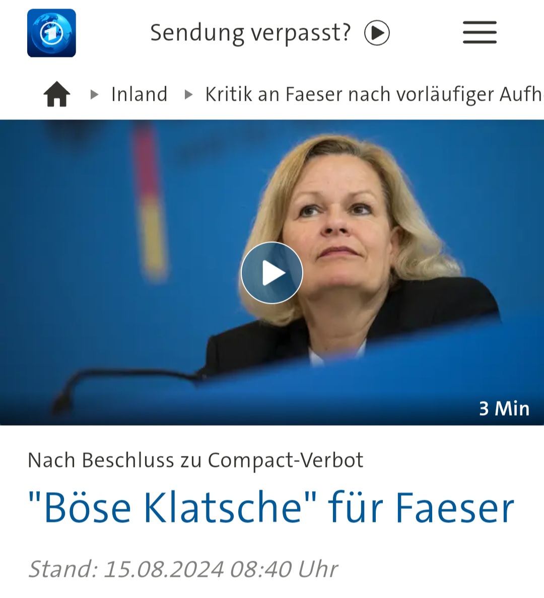 zukunft37's tweet image. "Die Eilentscheidung gegen das #CompactVerbot wirft ein verheerendes Licht auf die Sachkompetenz von Frau #Faeser", sagt der Geschäftsführer der CSU im Bundestag, Alexander Hoffmann.
DAS ist noch äußerst untertrieben, Herr Hoffmann!
Es bleibt nur noch der #FaeserRuecktritt‼️