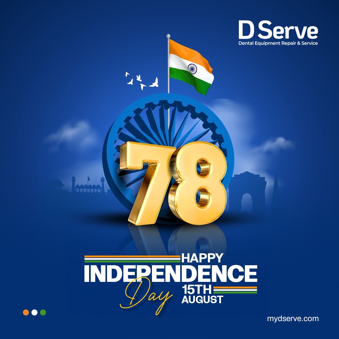 Celebrating the freedom that empowers us and the unity that strengthens us. Happy Independence Day!
#IndependenceDay #ProudToBeIndian 
#dserve #dservedental  #UnityInDiversity #Freedom
#sicherauthorisedserviceventre #dservedentalequipmentrepair #implanthandpiecerepair